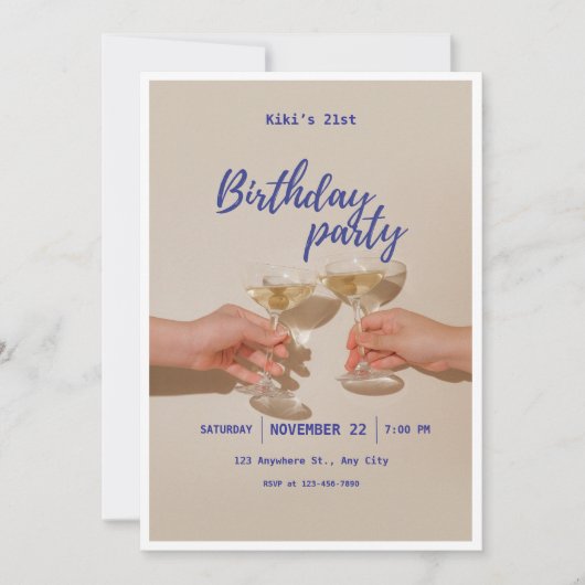 Invitation minimaliste de fête d'anniversaire mode (Devant)