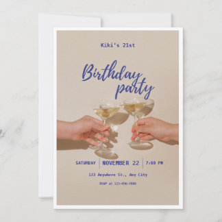 Invitation minimaliste de fête d'anniversaire mode
