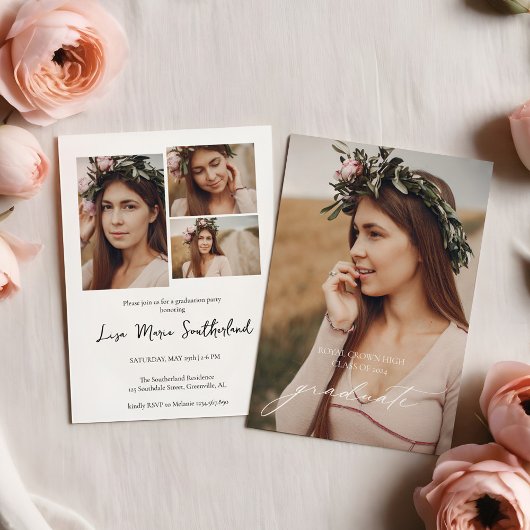 Invitation minimaliste de la fête de graduation Bo