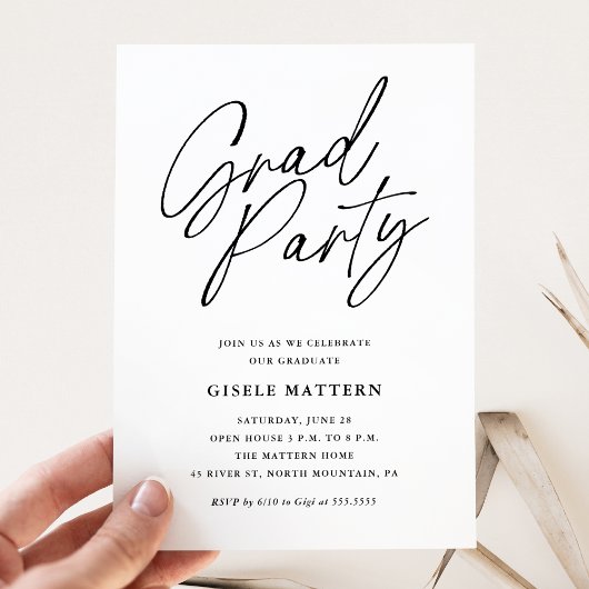 Invitation minimaliste de la fête de graduation mo