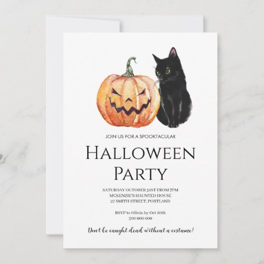Invitation minimaliste de la fête d'Halloween (Devant)
