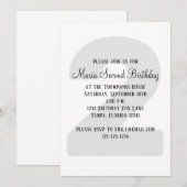 Invitation Minimaliste deuxième anniversaire Modèle neutre (Devant / Derrière)