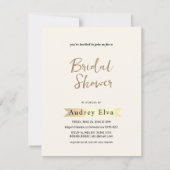 Invitation Minimaliste d'or à la douche nuptiale (Devant)