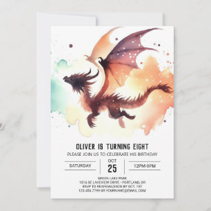 Invitation Minimaliste Dragon Anniversaire Modifiable