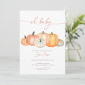 Invitation minimaliste du Baby shower Citrouille (Debout devant)