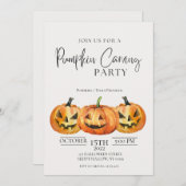 Invitation minimaliste du Citrouille Carving Party (Devant / Derrière)
