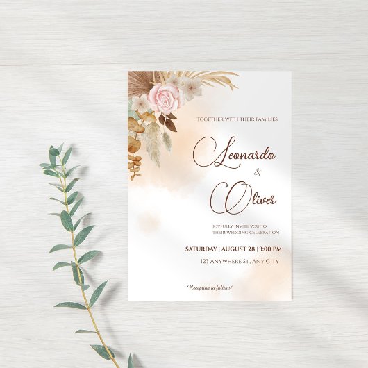 Invitation minimaliste du Mariage de automne Boho