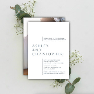 Invitation Minimaliste Dusty Blue Noms isolés Mariage photo