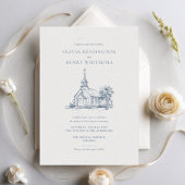 Invitation Minimaliste Eglise Lieu Croquis classique Mariage