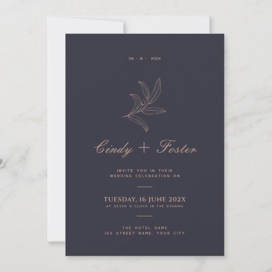 Invitation Minimaliste Elegant Eucalyptus Line Mariage (Devant)