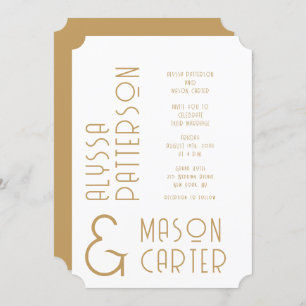 Invitation Minimaliste Elegant Gold Mariage moderne