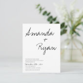 Invitation Minimaliste | Élégant Mariage noir & blanc Script (Debout devant)