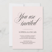 Invitation Minimaliste Élégant Mariage Rose Pâle (Devant)