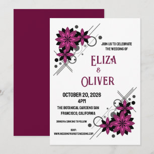 Invitation Minimaliste élégant moderne luxe floral bordeaux