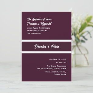 Invitation minimaliste Élégant prune violet et blanc rayures