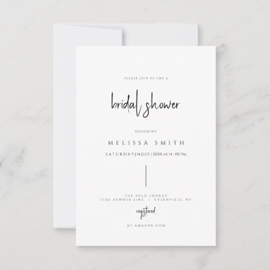 Invitation minimaliste Élégante Douche nuptiale (Devant)