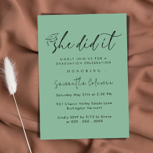 Invitation Minimaliste elle l'a fait Modern Graduation Part