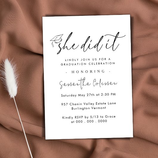 Invitation Minimaliste elle l'a fait | Modern Graduation Part