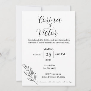 Invitation minimaliste en espagnol