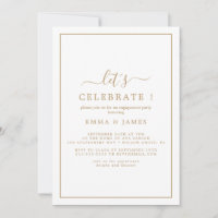 Invitation minimaliste en or "Célébrons"