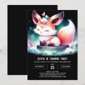 Invitation Minimaliste Enchanted Fox Anniversaire numérique (Devant / Derrière)