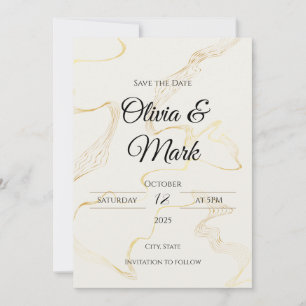 Invitation Minimaliste Épargne Date en feuille d'or Élégant
