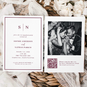 Invitation Minimaliste et Chic Code QR de la fête de fiança