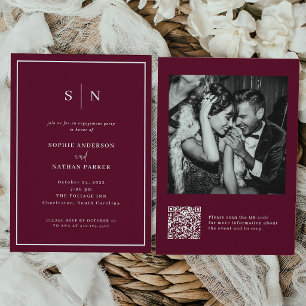Invitation Minimaliste et Chic Code QR de la fête de fiança