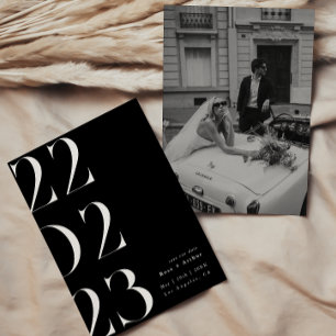 Invitation Minimaliste et chic noir et blanc Save the date