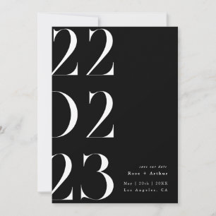 Invitation Minimaliste et chic noir et blanc Save the date