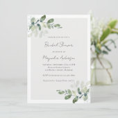 Invitation minimaliste Eucalyptus nuptiale douche (Debout devant)