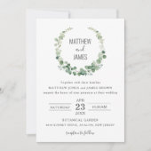 Invitation Minimaliste Eucalyptus Vert Mariage gay  (Devant)