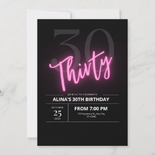 Invitation Minimaliste Faisons la Fête 30 ans Neon