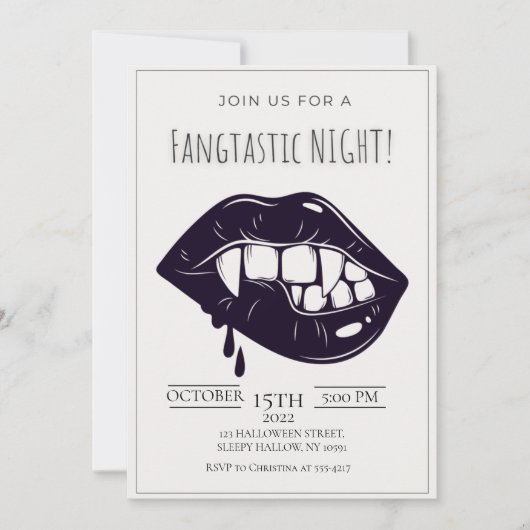 Invitation minimaliste Fangtastic Halloween Party (Devant)