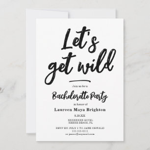 Invitation Minimaliste Fête de célibataire sauvage 