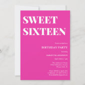 Invitation Minimaliste Fille Rose Douce 16 Anniversaire (Devant)