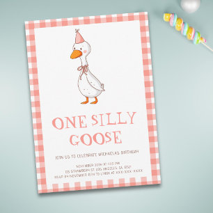 Invitation Minimaliste Fille Une Oie Idiote 1er Anniversaire