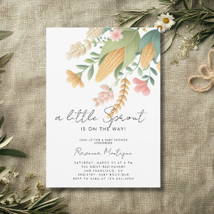 Invitation Minimaliste Fleur de Maïs Une Petite Pousse Baby S
