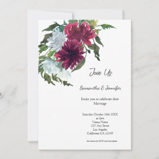 Invitation Minimaliste Gay LGBGQ QR Code Floral Mariage