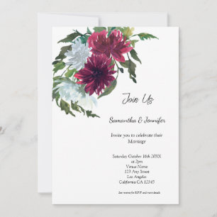 Invitation Minimaliste Gay LGBGQ QR Code Floral Mariage Invit