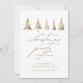 Invitation minimaliste Gold Christmas Tree Party (Devant)