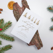 Invitation minimaliste Gold Christmas Tree Party