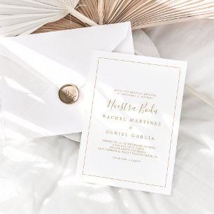 Invitation Minimaliste Gold Espagnol Nuestra Boda