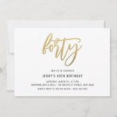 Invitation minimaliste Gold Foil 40e anniversaire (Devant)