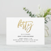 Invitation minimaliste Gold Foil 40e anniversaire (Debout devant)