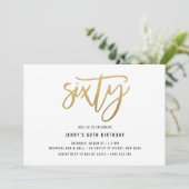 Invitation minimaliste Gold Foil 60e anniversaire (Debout devant)