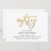 Invitation minimaliste Gold Foil 80e anniversaire (Devant / Derrière)