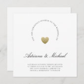 Invitation Minimaliste Gold Heart Mariage de script moderne (Devant / Derrière)