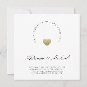 Invitation Minimaliste Gold Heart Mariage de script moderne