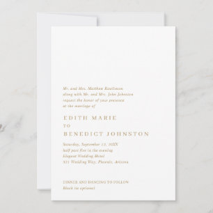 Invitation Minimaliste Gold QR Code Mariage moderne